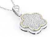 White Cubic Zirconia Rhodium And 14k Yellow Gold Over Sterling Silver Pendant 0.78ctw