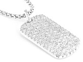 White Cubic Zirconia Rhodium Over Sterling Silver Dog Tag Pendant 1.88ctw