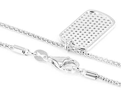 White Cubic Zirconia Rhodium Over Sterling Silver Dog Tag Pendant 1.88ctw