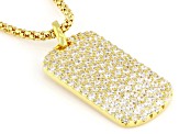 White Cubic Zirconia 18k Yellow Gold Over Sterling Silver Dog Tag Pendant 1.88ctw