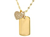 White Cubic Zirconia 18k Yellow Gold Over Sterling Silver Dog Tag Pendant 0.33ctw