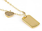 White Cubic Zirconia 18k Yellow Gold Over Sterling Silver Dog Tag Pendant 0.33ctw