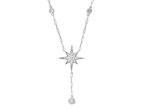 White Cubic Zirconia Rhodium Over Sterling Silver Celestial Necklace 1.00ctw