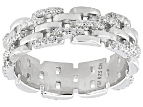 White Cubic Zirconia Rhodium Over Sterling Silver Ring 1.13ctw