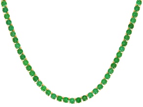 Green Cubic Zirconia 18k Yellow Gold Over Sterling Silver Tennis Necklace 39.36ctw