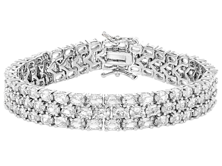 White Cubic Zirconia Rhodium Over Brass Tennis Bracelet