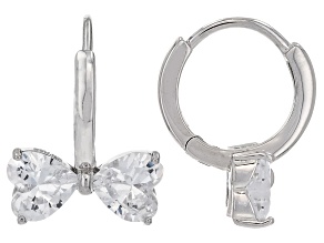 White Cubic Zirconia Rhodium Over Sterling Silver Bow Huggie Hoops 4.50ctw