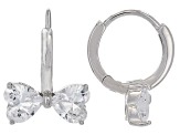 White Cubic Zirconia Rhodium Over Sterling Silver Bow Huggie Hoops 4.50ctw