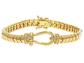 White Cubic Zirconia 18k Yellow Gold Over Sterling Silver Bracelet 0.15ctw