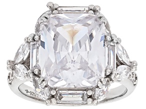 White Cubic Zirconia Rhodium Over Sterling Silver Ring 11.60ctw