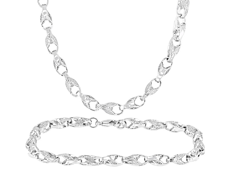 White Cubic Zirconia Rhodium Over Brass Jewelry Set