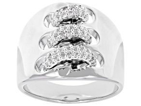 White Cubic Zirconia Rhodium Plated Ring 0.39ctw