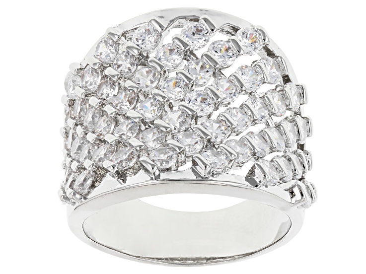 White Cubic Zirconia Rhodium Plated Ring 5.72ctw