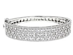 White Cubic Zirconia Rhodium Over Brass Bangle Bracelet 8.74ctw