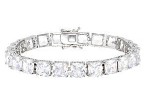 White Cubic Zirconia Rhodium Plated Tennis Bracelet 60.03ctw