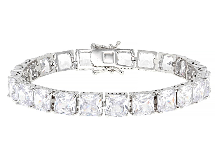 White Cubic Zirconia Rhodium Plated Tennis Bracelet 60.03ctw