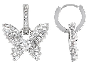 White Cubic Zirconia Rhodium Plated Butterfly Huggies 2.56ctw