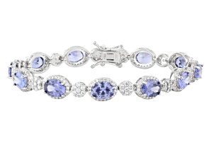 Blue And White Cubic Zirconia Rhodium Plated Bracelet 24.60ctw