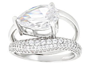 White Cubic Zirconia Rhodium Plated Ring and Band Set 5.26ctw