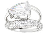 White Cubic Zirconia Rhodium Plated Ring and Band Set 5.26ctw
