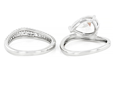 White Cubic Zirconia Rhodium Plated Ring and Band Set 5.26ctw
