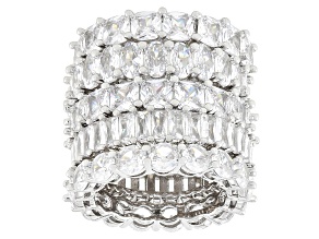 White Cubic Zirconia Rhodium Plated Ring Set 33.33ctw