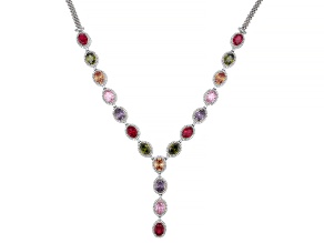 Multi-Color Cubic Zirconia Rhodium Plated Y Necklace 37.32ctw