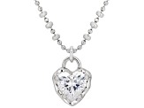 White Cubic Zirconia Rhodium Plated Heart Necklace 3.69ctw