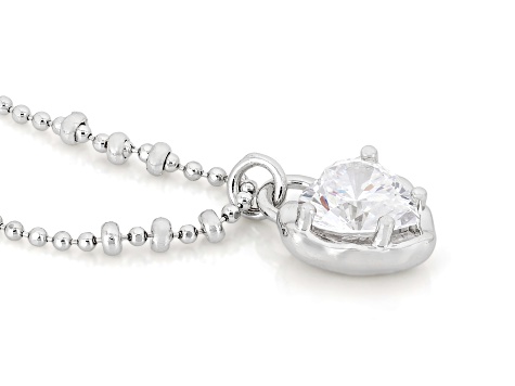 White Cubic Zirconia Rhodium Plated Heart Necklace 3.69ctw