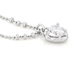White Cubic Zirconia Rhodium Plated Heart Necklace 3.69ctw