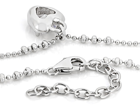 White Cubic Zirconia Rhodium Plated Heart Necklace 3.69ctw