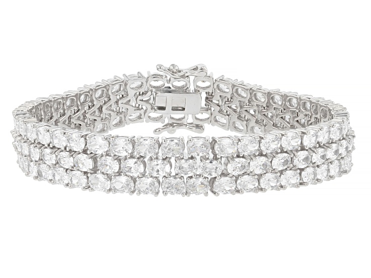 White Cubic Zirconia Rhodium Plated Bracelet 31.10ctw