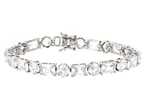 White Cubic Zirconia Rhodium Plated Asscher Cut Bracelet 44.28ctw