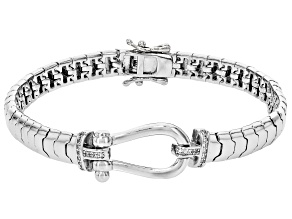 White Cubic Zirconia Rhodium Plated Bracelet 0.15ctw