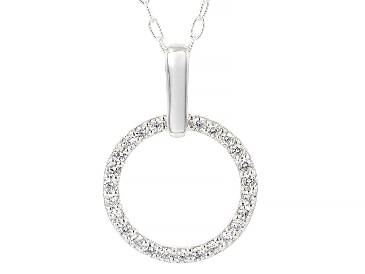 White Cubic Zirconia Rhodium Over Sterling Silver Pendant 1.06ctw