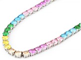 Multi-Color Cubic Zirconia Rhodium Plated Tennis Necklace 95.61ctw