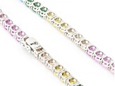 Multi-Color Cubic Zirconia Rhodium Plated Tennis Necklace 95.61ctw