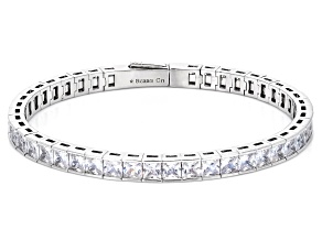 4mm White Cubic Zirconia Rhodium Plated Flex Bangle Bracelet 14.45ctw