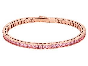 3mm Pink Cubic Zirconia 18k Rose Gold Plated Flex Bangle Bracelet 6.40ctw