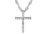 White Cubic Zirconia Rhodium Over Sterling Silver Childrens Cross Pendant With Chain 0.14ctw