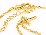 White Cubic Zirconia 18K Yellow Gold Over Sterling Silver Childrens Cross Pendant With Chain