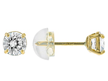 Picture of White Cubic Zirconia 10k Yellow Gold Childrens Earrings 0.86ctw