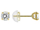White Cubic Zirconia 10k Yellow Gold Childrens Earrings 0.86ctw