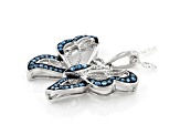 Blue Diamond Rhodium Over Sterling Silver Butterfly Pendant With Chain 0.30ctw
