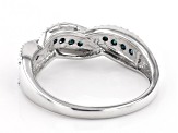 Blue Diamond Rhodium Over Sterling Silver Crossover Band Ring 0.20ctw