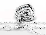 Blue Velvet Diamonds™ And White Diamond Rhodium Over Sterling Silver Heart Pendant 0.35ctw
