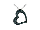 Blue Diamond Rhodium Over Sterling Silver Slide Pendant with Chain 0.55ctw