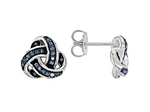 Blue Diamond Rhodium Over Sterling Silver Bypass Earrings 0.40ctw