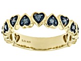 Blue Diamond 14k Yellow Gold Over Sterling Silver Heart Band Ring 0.30ctw