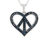 Blue Diamond Rhodium Over Sterling Silver Heart Pendant with Chain 0.70ctw